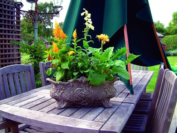 Vienna Oval Stone Garden Vase in Umber