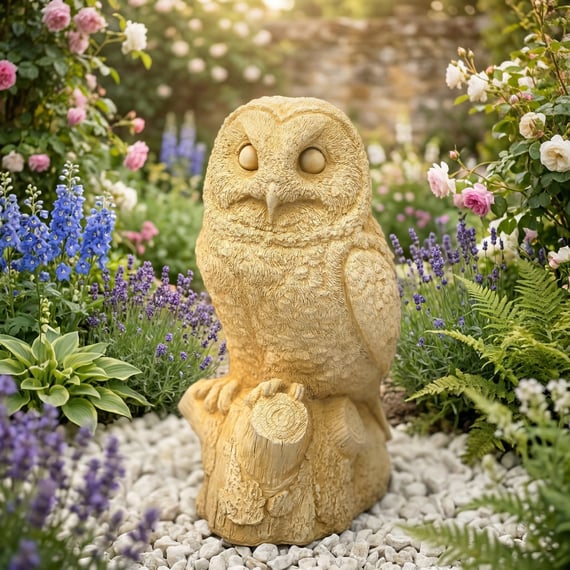Barn Owl Garden Ornament in Sandstone