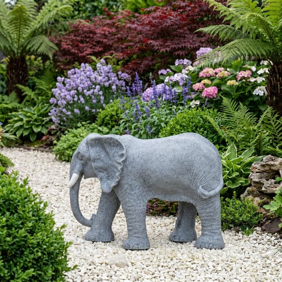 Extra Large Elephant Garden Statue in Grey