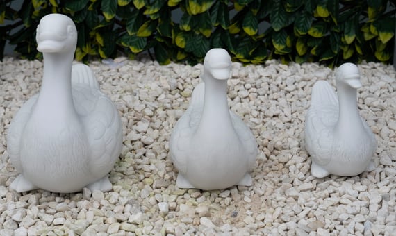 Family Of 3 Ducks Garden Ornament Set in White