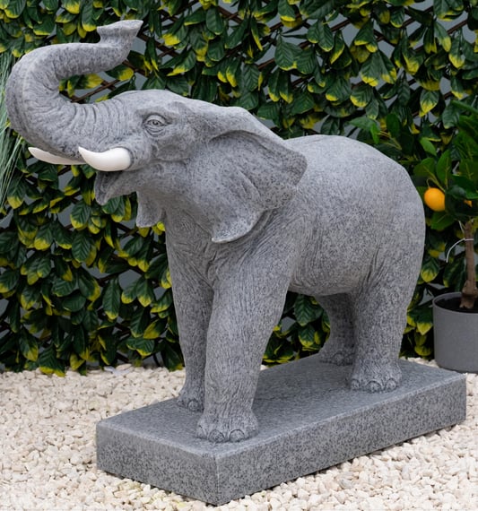 Fighting Elephant Garden Statue in Grey