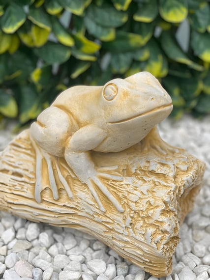 Frog on a Log Stone Garden Ornament in Sandstone