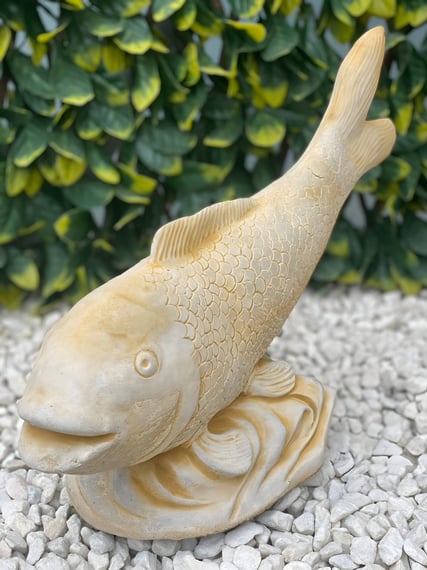 Joyous Fish Stone Garden Ornament in Sandstone - original product photo