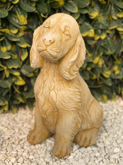Loyal Spaniel Garden Ornament in Sandstone - Original Photo