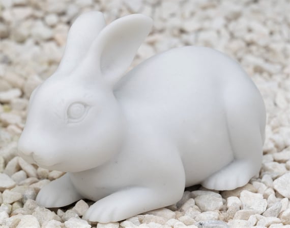 Lying Rabbits Garden Ornament in White
