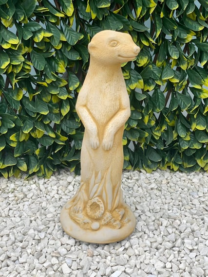 Proud Meerkat Stone Garden Ornament in Sandstone - Original Product Photo