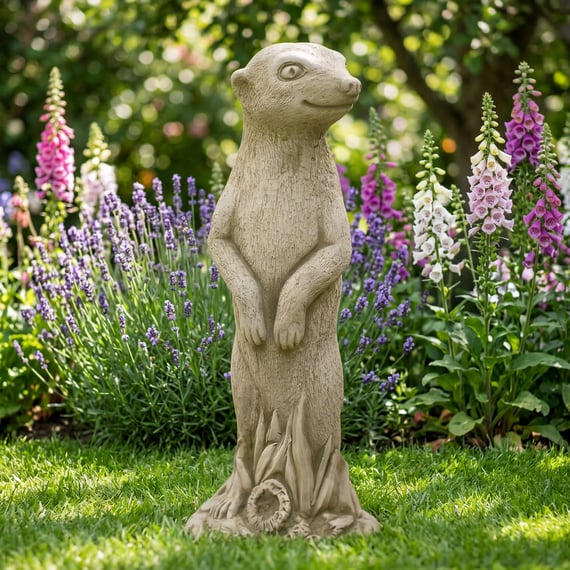 Proud Meerkat Stone Garden Ornament in Stone