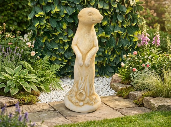 Proud Meerkat Stone Garden Ornament in Sandstone