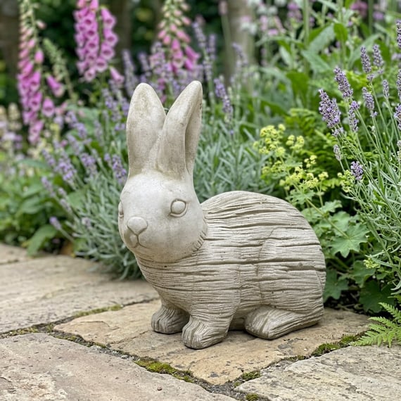 Sitting Rabbit Garden Ornament in Stone
