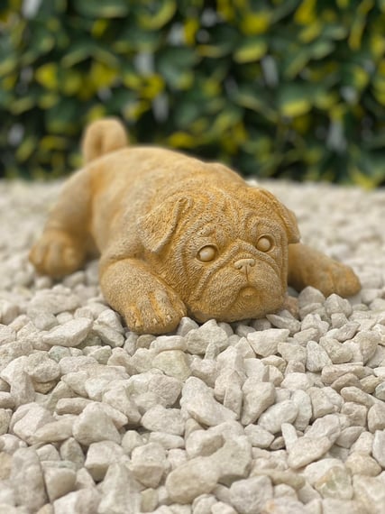 Sleeping Puppy Garden Ornament in Sandstone - original product photo