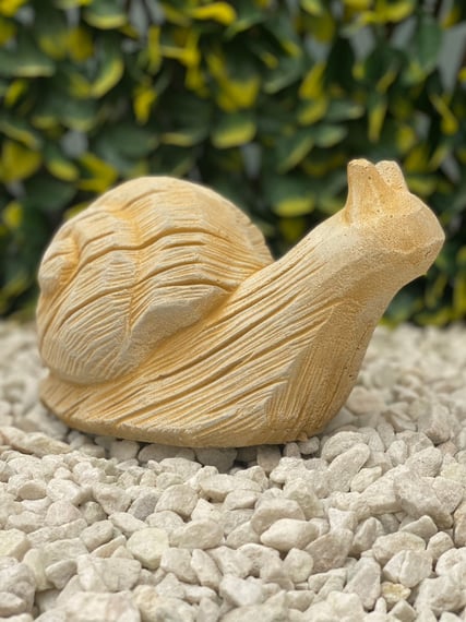 Sleepy Snail Garden Ornament in Sandstone - original product photo