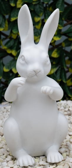 Standing Rabbits Garden Ornament in White