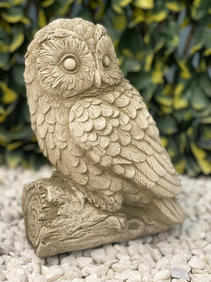 Tawny Owl Garden Ornament in Stone - Original Product Photo