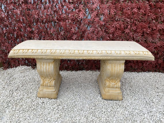 Gothic Stone Garden Bench in Sandstone