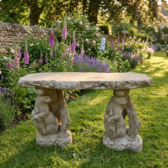 Otter Stone Garden Bench in Stone