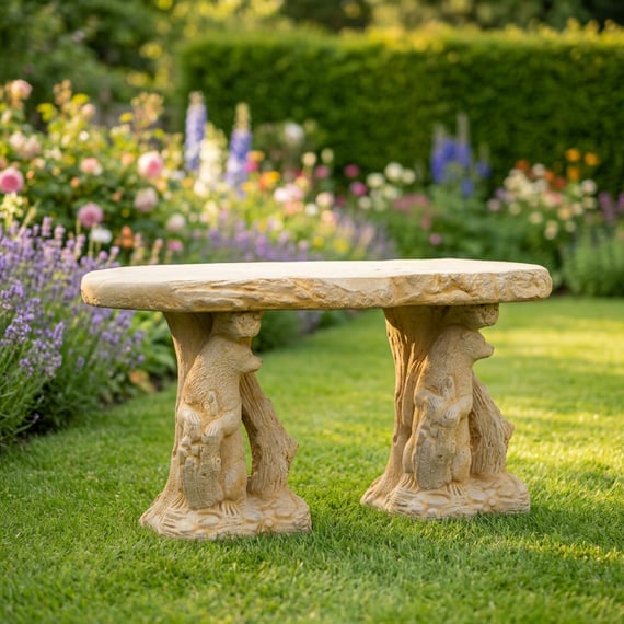 Otter Stone Garden Bench in Sandstone