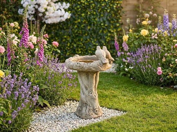 Dove Birdbath in Stone