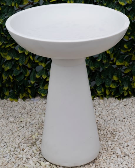 Modern Stone Birdbath in White - Original Product Photo
