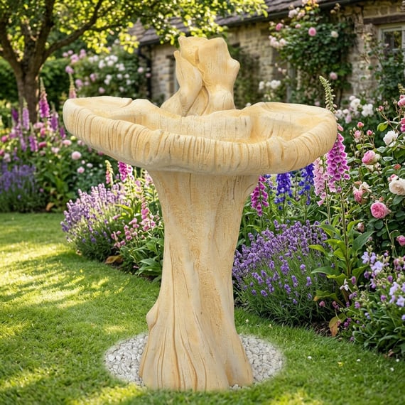 Nuthatch Birdbath in Sandstone