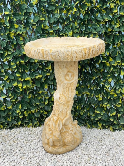 The Hare Birdbath in Sandstone - Original Product Photo