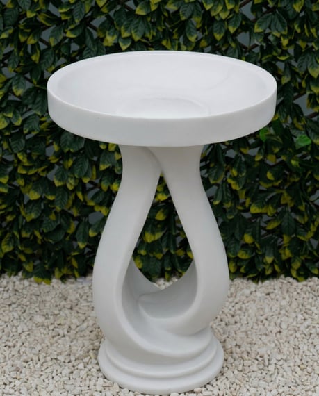 Looping Stone Birdbath in White