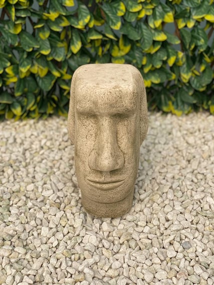 Easter Island Head Garden Ornament in Stone - Original Product Photo