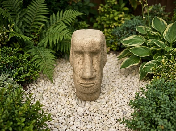 Easter Island Head Garden Ornament in Stone