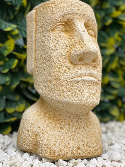 Moai Head Garden Statue in Sandstone - Original View