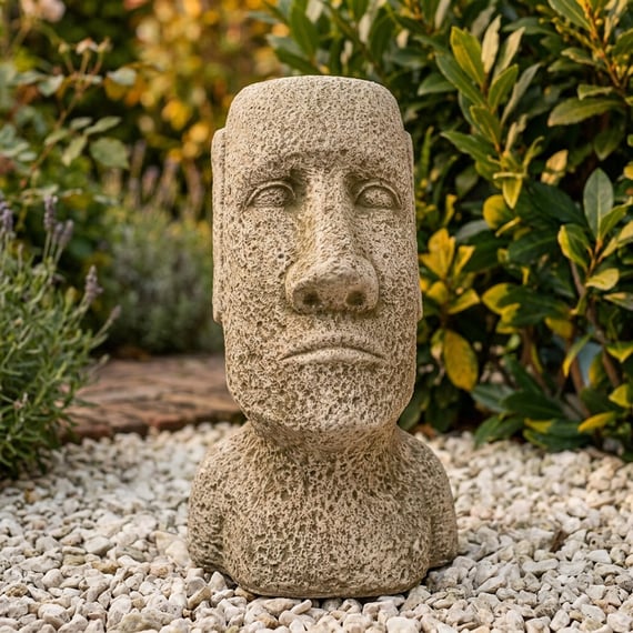 Moai Head Garden Statue in Stone