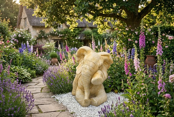 Ellie The Elephant Stone Garden Ornament in Sandstone