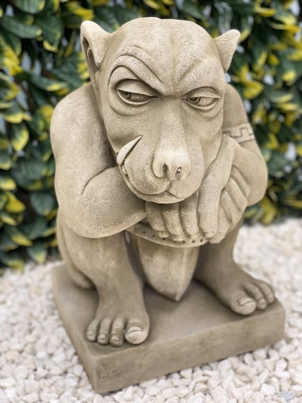 Gargoyle with Sword Stone Garden Ornament in Stone