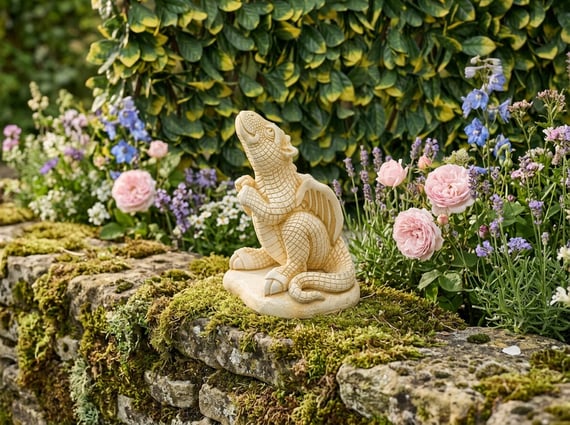 Small Hatchling Dragon Stone Garden Ornament in Sandstone