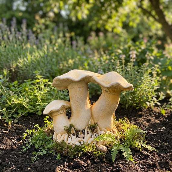 Small Mushroom Family Garden Ornament in Sandstone - Previous Main Image