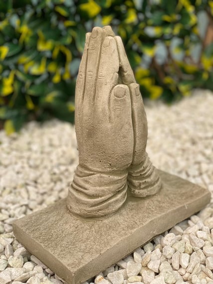 Praying Hands Garden Ornament in Stone - Original Photo