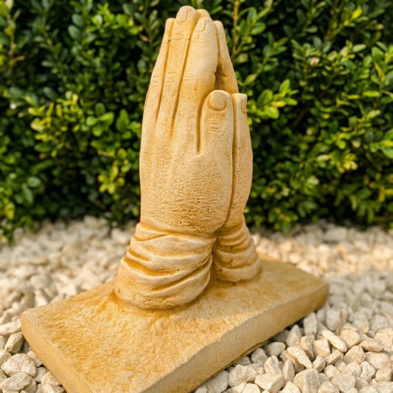 Praying Hands Garden Ornament in Sandstone