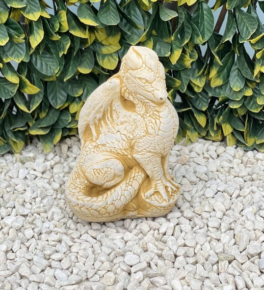 Proud Hatchling Dragon Stone Garden Ornament in Sandstone - Original Photo