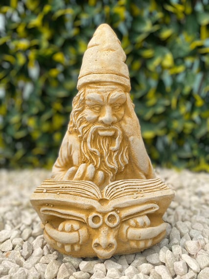 Reading Wizard Stone Garden Ornament in Sandstone - Original View