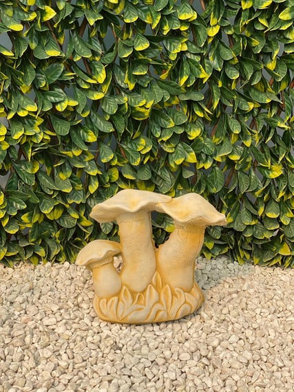 Small Mushroom Family Garden Ornament in Sandstone - Original View