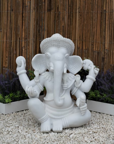 Ganesha Garden Statue in White - Original Product Photo