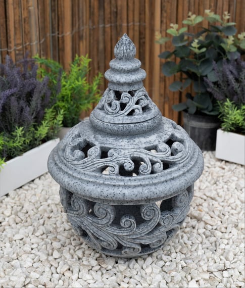 Garden Lantern Garden Ornament in Grey - Original Studio Image