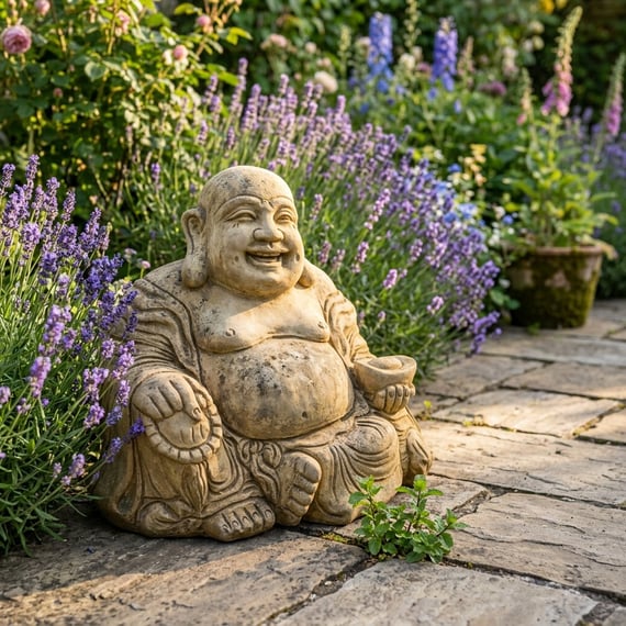 Medium Jolly Buddha Garden Ornament in Sandstone