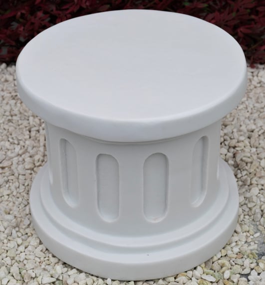 Large Round Garden Ornament Plinth in White - Original Photo