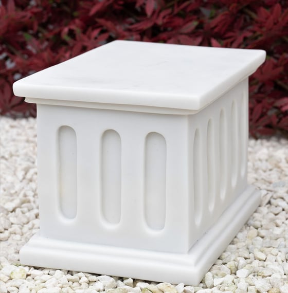 Medium Square Garden Ornament Plinth in White - original product photo