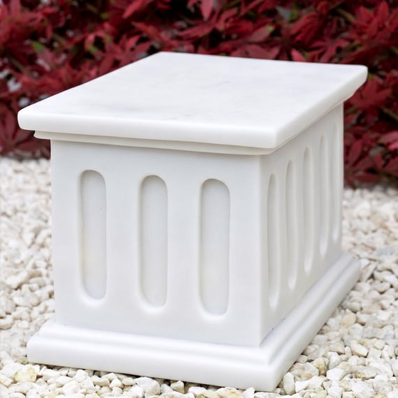 Medium Square Garden Ornament Plinth in White