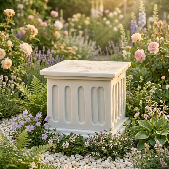 Large Square Garden Ornament Plinth in White