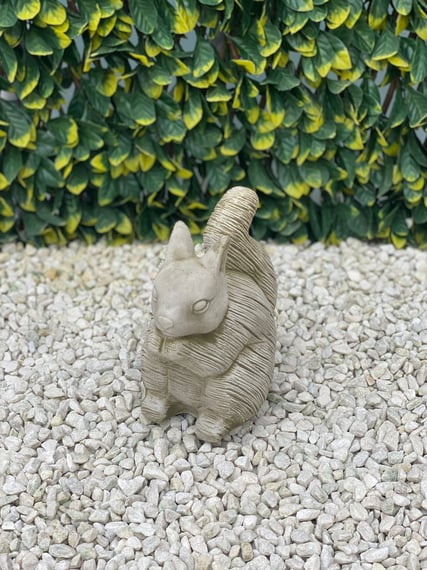 Rustic Squirrel Garden Ornament in Stone