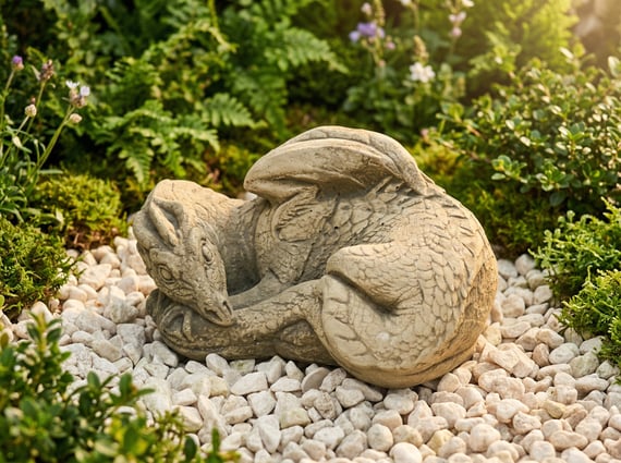 Sleeping Dragon Stone Garden Ornament in Stone