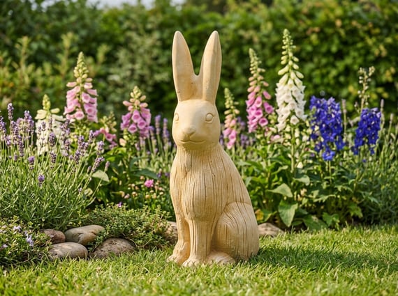 Standing Rabbit Garden Ornament in Sandstone