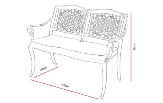 Lichfield Ballykeel 2 Seat Companion Set Dimensions