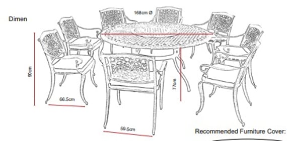 Lichfield Ballykeel 8 Seat Dining Set Dimensions